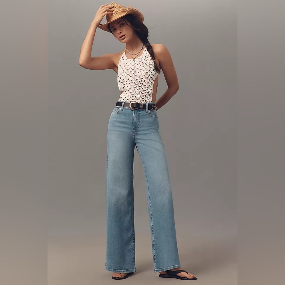 NWT FRAME Le Slim Palazzo High-Rise Wide-Leg Jeans